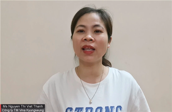 Ms Nguyễn Thị Việt Thanh làm việc tại Công ty TM Vina Kyungseung